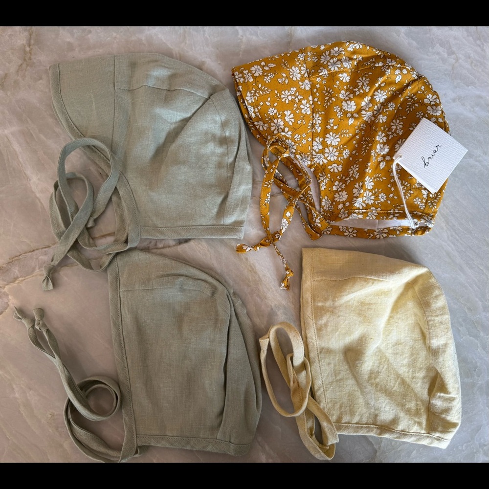 Briar Handmade Baby Bonnets Bundle, size 6-12m and 12-18m